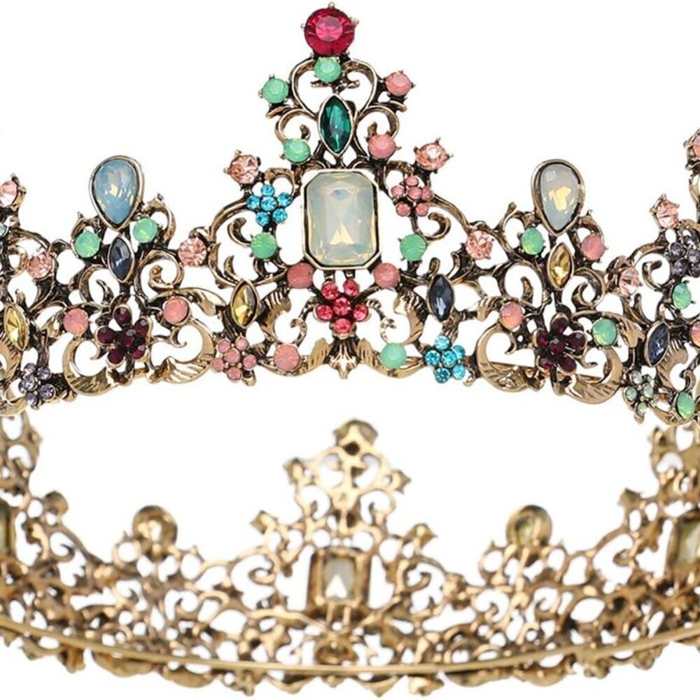 Queen Crown for Women Metal Alloy Crystal Beaded Tiara for Prom Wedding